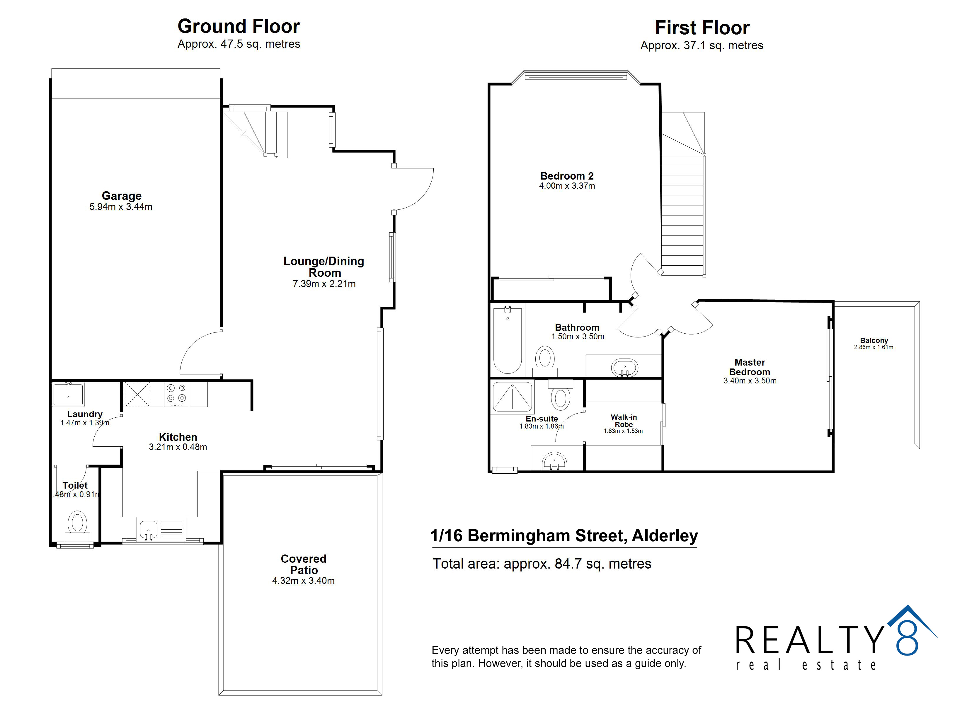 Floor plan for Spacious 2 bedroom Townhouse - Immaculate throughout